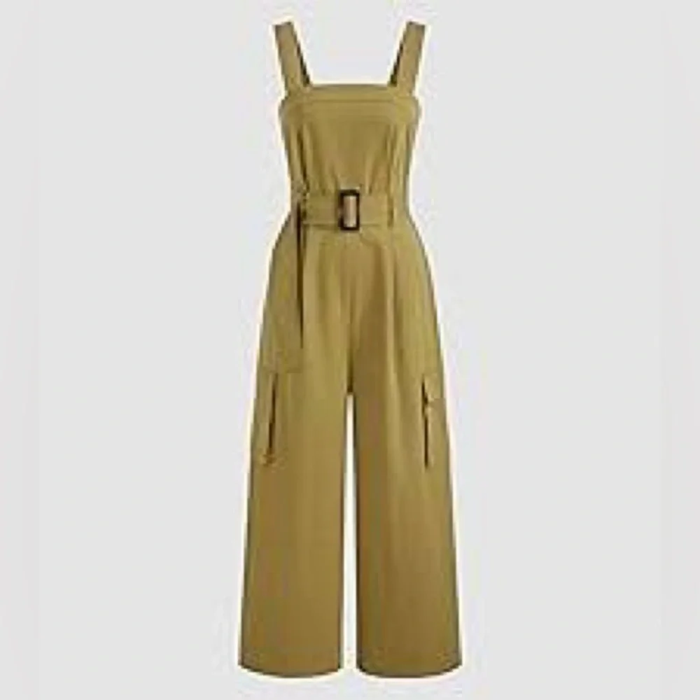 NWT Cider Cotton Mid Rise Utility Jumpsuit with Belted Waist L - Picture 3 of 12
